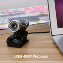 480P HD USB Webcam Clip Base Web Camera with Built-in Mic for Computer PC