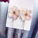 Chic Women Acrylic Crystal Flower Drop Dangle Earrings Pink Long Chain Jewelry