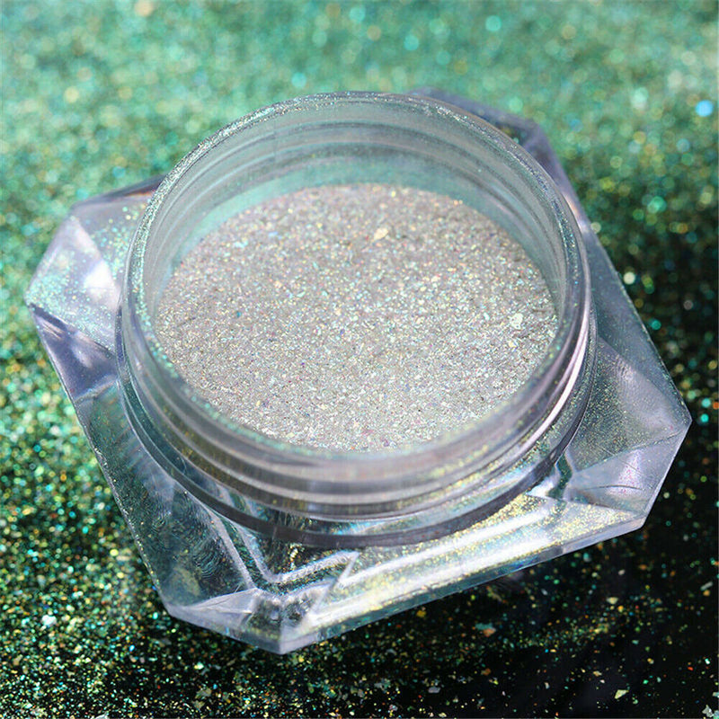 1Bottle Neon Mermaid Nail Art Glitter Powder Mirror Shiny Chrome Pigment DIY