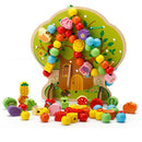 Baby Toddler Wooden Threading Beads Lacing Shapes Activity Cognition Toys