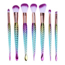 7pcs Fish Tail Shaped Makeup Brush Set Foundation Powder Eyeliner Brushes