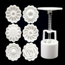 50g Round Moon Cake Mold Mooncake Mould Flower Stamps Baking Tools 6 St RGJ