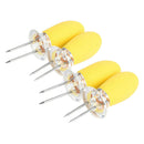 4 Pieces Outdoor Barbecue Skewer Corn Cob Needle Fruit Fork Holder Yellow