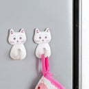 3pcs Self Adhesive Wall Decor Hooks Cute Cat Door Racks Hanger Towel Holde Gw