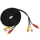 Triple 3 RCA Male to Male Audio Video DVD TV AV Cable 4.6M Long Black