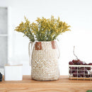 Wicker Handed Basket Beach Bag Shop Tote Flowerpot Planter Holder White L