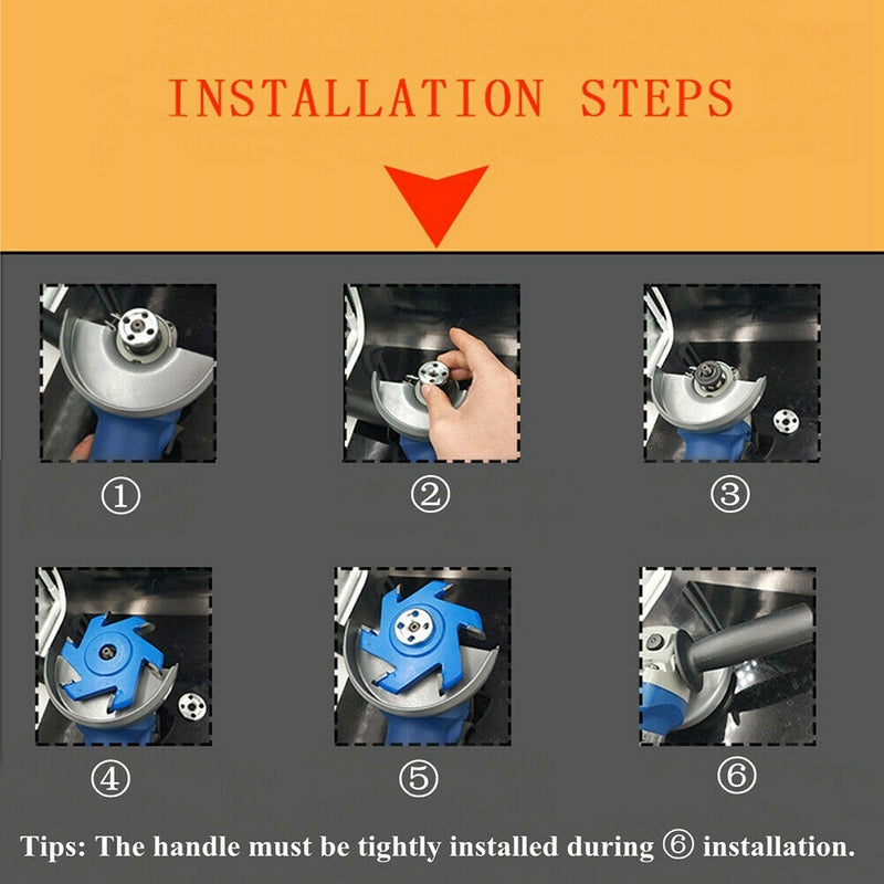 6Teeth Woodworking Carving Cutter Disc Milling Attachment For Angle Grinder Tool