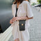 Women Touch Screen Mobile Phone Pouch PU Splicing PVC Crossbody Bag (Black)