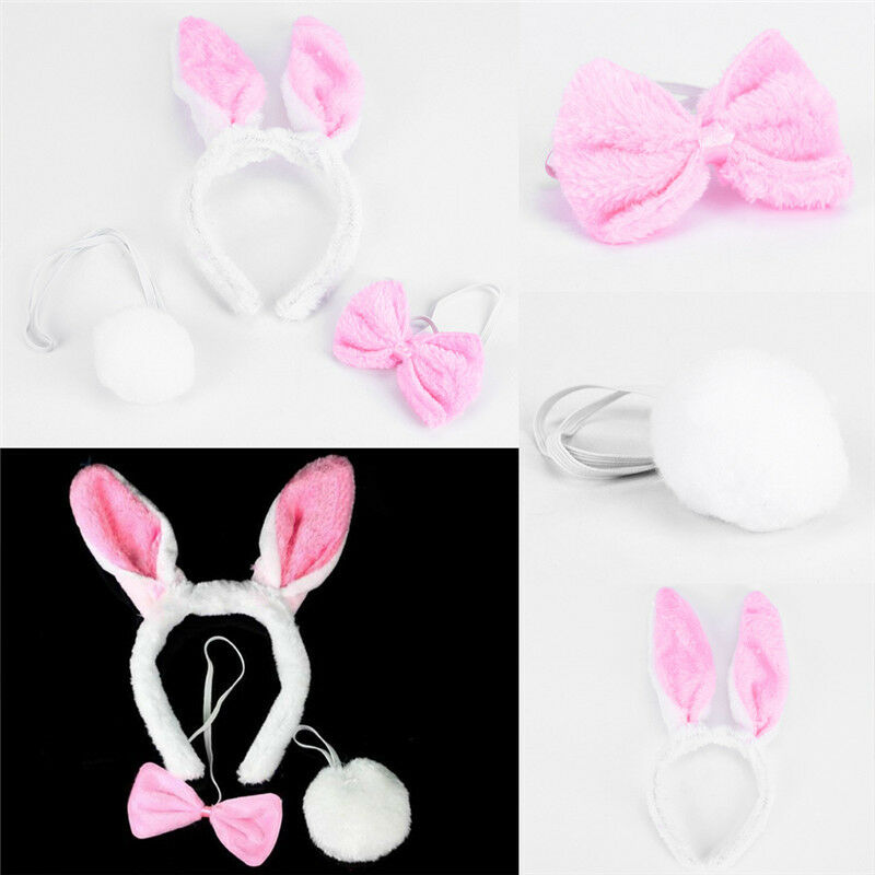 Lovely Girls Rabbit Bunny Ears Headband Tail Necktie Birthday Party Costu Kw