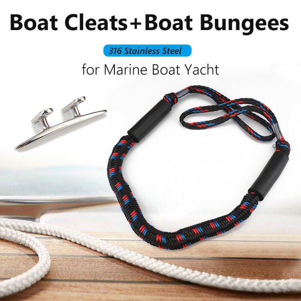 5 inch Boat Deck Mooring Cleats with 4ft Bungee Dock Line Docking Rope