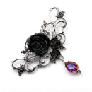 Retro Charm Black Rose Crystal Pendant Brooch Fashion Jewelery Women Clothi