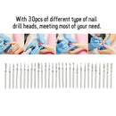 Nail Art Drill Kit, 30Pcs/Set Diamond Grinding Head Nail Art Drill Polish H