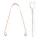 2 IN 1 Stainless Steel Tongue Cleanup W/Copper Scraper Dental Oral Care Kit Tool