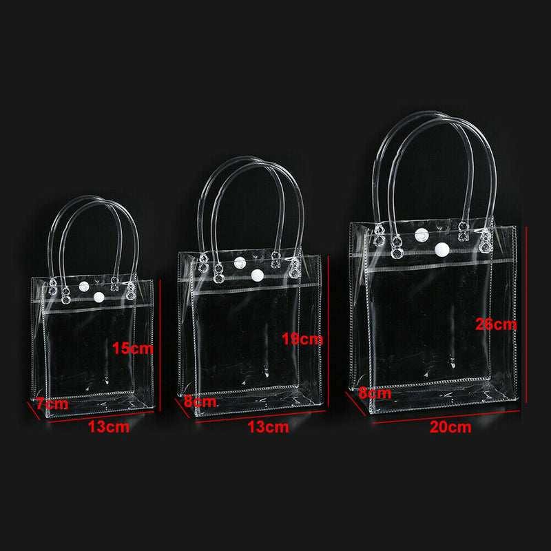 New Women Clear Tote Bag Transparent PVC Purse Shoulder Handbag Shopper Handles