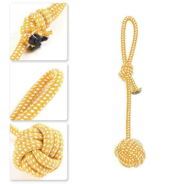 Dog Chew Toys Play Puppy Knot Fun Tough Strong Throw Pet Fetch Cotton Rope O1Y6