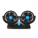 12V Dual Head Car Fan 2 Speeds 5 Blades Dashboard Electric Cooling Fan