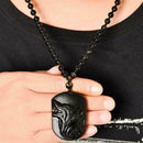 Black Obsidian Carving Wolf Head Obdidian Amulet Pendant Obsidian Necklace Y2I1