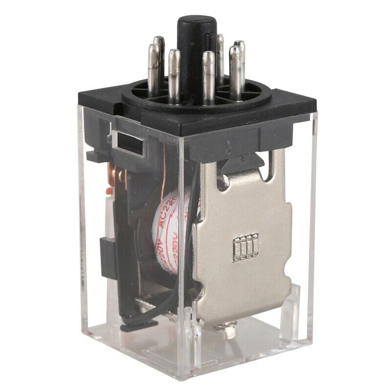 MK2P-I Clear Shell DPDT AC220V Coil Power Relay Socket Base I5A2
