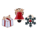 3pcs Christmas Brooch Lot Lapel Pin Xmas Gift Box Crystal Xmas Decorations