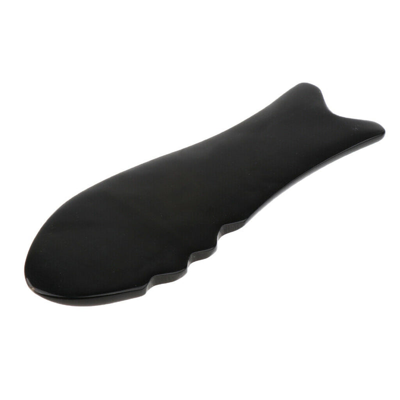2 Pcs Manual Fish Shaped Gua Sha Board Massage Tools Black, Easy to Clean