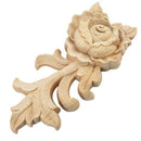 1pc 15*6.5cm Wood Carved Corner Onlay Applique Door Cabinet Rose Unpainted