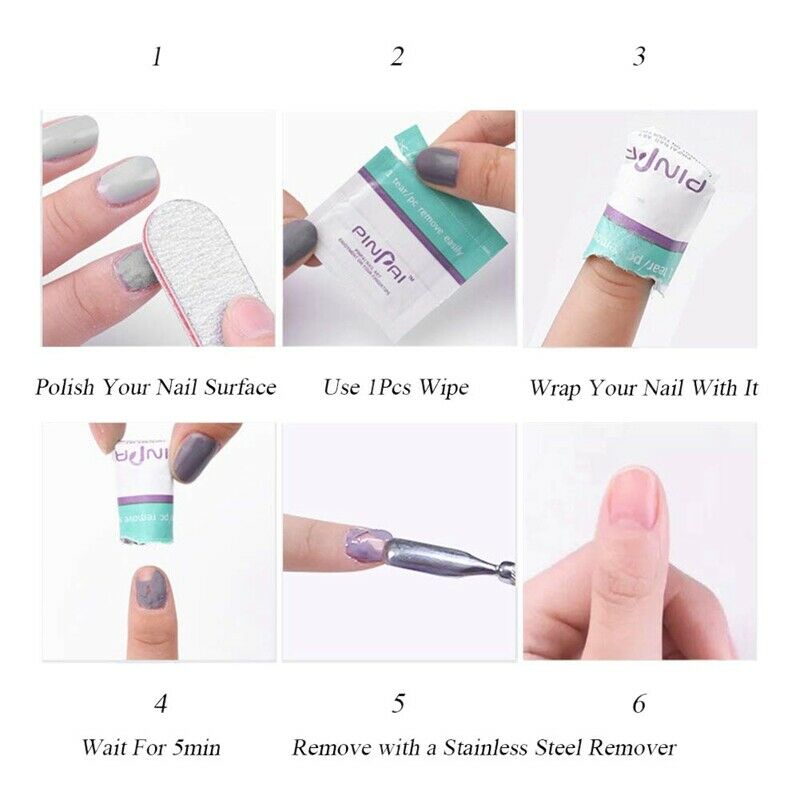 200 PCS Nail Polish Remover Wipes Non-Toxic Cruelty-Free Soak-Off Removal P Y8L1