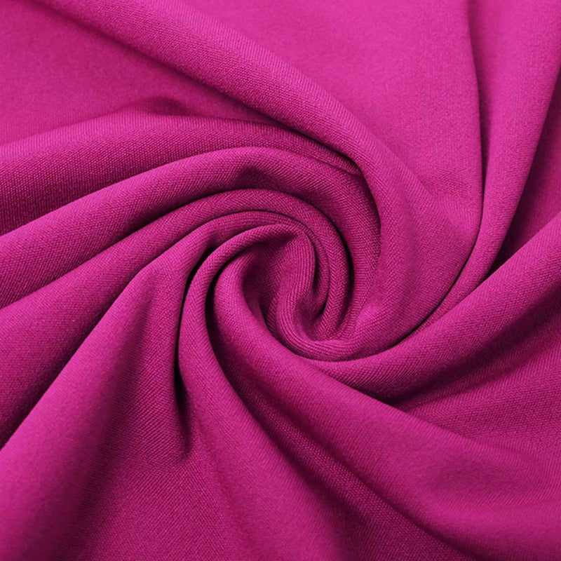 Women Solid Color Package Hip Pleated Bodycon Party Dress (Rose Red XL) A