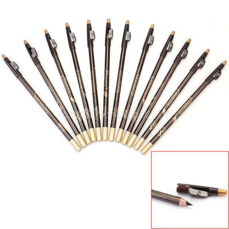 12X 19cm Long Brown Eyebrow Eye Liner Pen Pencil Cosmetics with Sharpen New