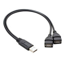 2.0 A Male To 2 Dual USB Female Jack Y Splitter Hub Power Cord Adapter Cable New