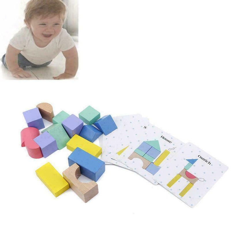 Children Baby Educational Toys Kids Wooden Building Blocks Baby Shape Cogni