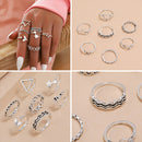 7pcs Daily Geometric Love Hollow Charm Knuckle Ring for Women Jewelry Gift