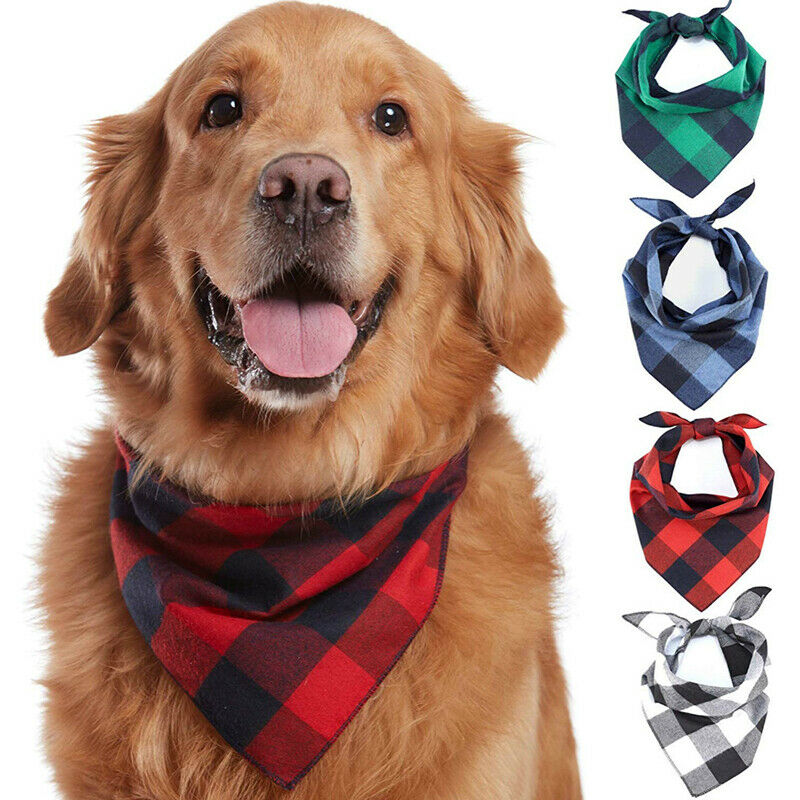 4PCs Pet Scarf Pet Bandana For Plaid Ties Collar Cat Dog Triangular BandageJ Kw