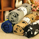 Lovely Pets Mat Soft Warm Fleece Paw Print Design Pet Puppy Dog Cat Mat Bla T5S2