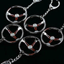 Racing Car Steering Wheel Shape Key Chain Ring Keyring Key Fob Decor Y3B1