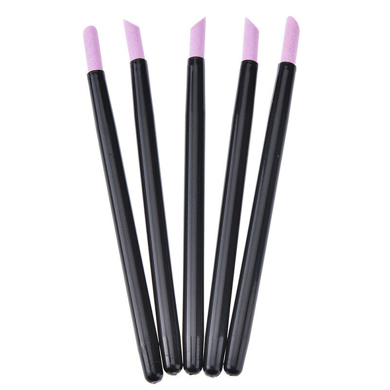5pcs/lot nail art quartz scrubs stone cuticle remover stick pen polish .-J Gw