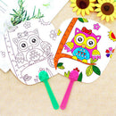 1Pc DIY kids coloring cartoon hand fan craft kindergarten drawing toys OZ