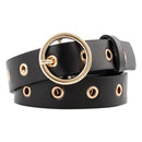 Women Leather Belt Round Metal Pin Buckle Circle Belts Fashion Punk for Wom