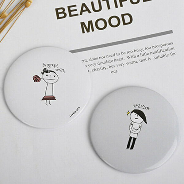 5pcs Hand Small Mini Mirror Cermin Makeup Cartoon Pocket Mirror mak FE 3C