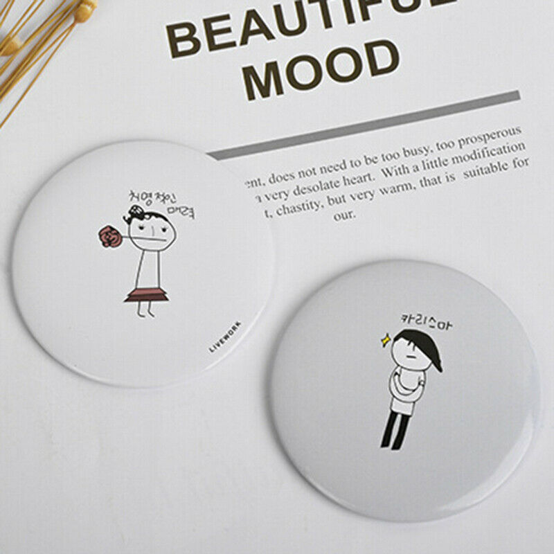 5pcs Hand Small Mini Mirror Cermin Makeup Cartoon Pocket Mirror mak FE 3C