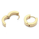 Pair Men's Hoop Huggie Earrings Titanium Steel 4mm x 9mm Golden Tone