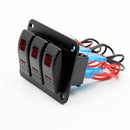12V-24V 3 Gang red Rocker Switch Panel Circuit Breaker Boat Marine Waterpro