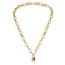 Fashion Women Hollow Out Geometry Lock Pendant Necklace Choker Jewelry Access-OZ
