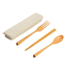 3PCS Portable Wooden Chopsticks Spoon Fork Set with Box for Picnic Healthy