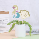 6PCS Starfish Mermaid Happy birthday Cake Toppers Cupcake Baby Shower DIY Gi Gw