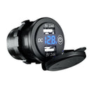 Car Waterproof Charger Dual USB QC3.0 Switch Socket Power Blue