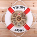 35cm Nautical Decor, Seaside Life Ring Buoy, Wall Clock, Home Hanging Red
