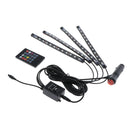 4pcs 12 LED 7 Color RGB Strips Sound Remote Control Activated Car Interior Light