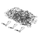 50pcs Stainless Steel Fishing Rolling Swivels with Hooked Snap Length 2.5cm