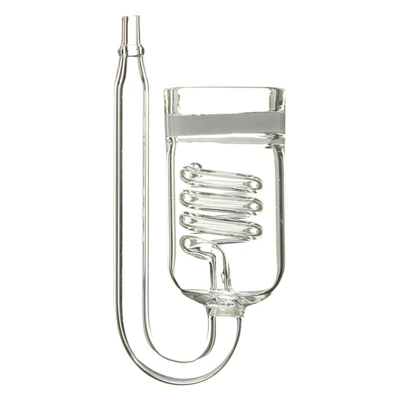 Fish Aquarium CO2 Diffuser Bubble Glass Carbon Dioxide Reactor w/ Ceramic Disc