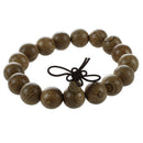 12mm Dia Wooden Round Beads Growth Ring Detail Elastic Bracelet Brown S7R6